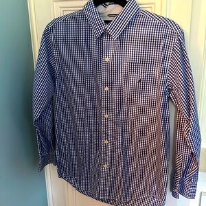 Boys Nautica Button Front Shirt with Pocket Royal Blue/White Check